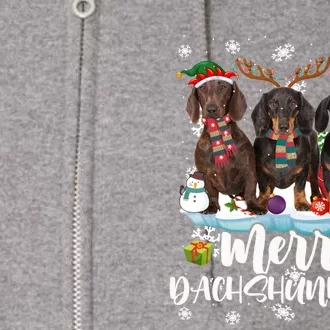 Merry Dachshundmas Funny Santa Reindeer Dachshund Lover Xmas Full Zip Hoodie