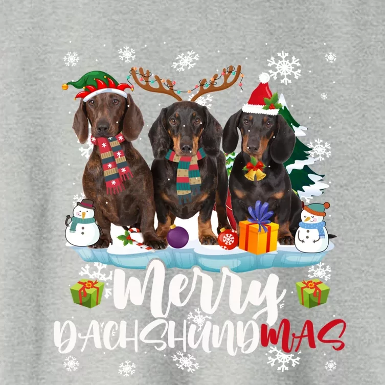 Merry Dachshundmas Funny Santa Reindeer Dachshund Lover Xmas Women's Crop Top Tee