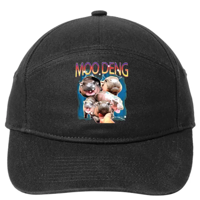 Moo Deng Funny Moodeng Baby Pygmy Hippo Cute Zoo Bootleg 7-Panel Snapback Hat