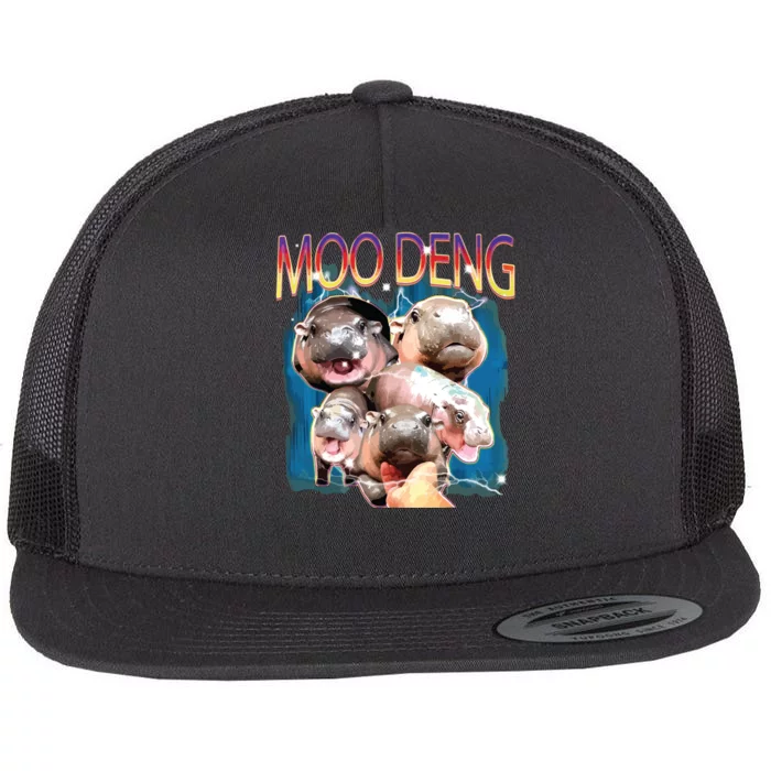 Moo Deng Funny Moodeng Baby Pygmy Hippo Cute Zoo Bootleg Flat Bill Trucker Hat