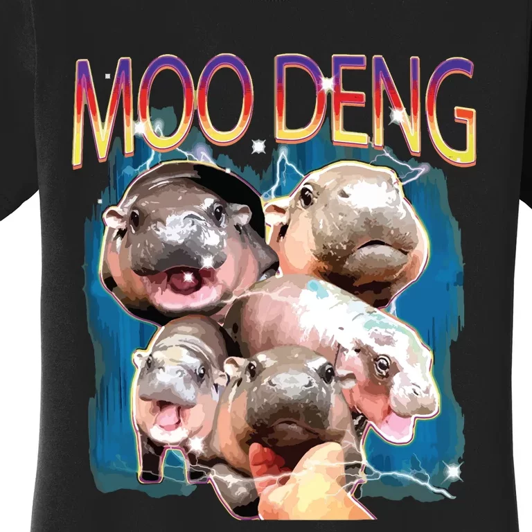 Moo Deng Funny Moodeng Baby Pygmy Hippo Cute Zoo Bootleg Women's T-Shirt