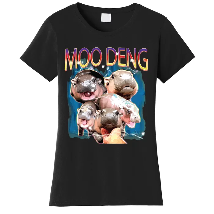 Moo Deng Funny Moodeng Baby Pygmy Hippo Cute Zoo Bootleg Women's T-Shirt