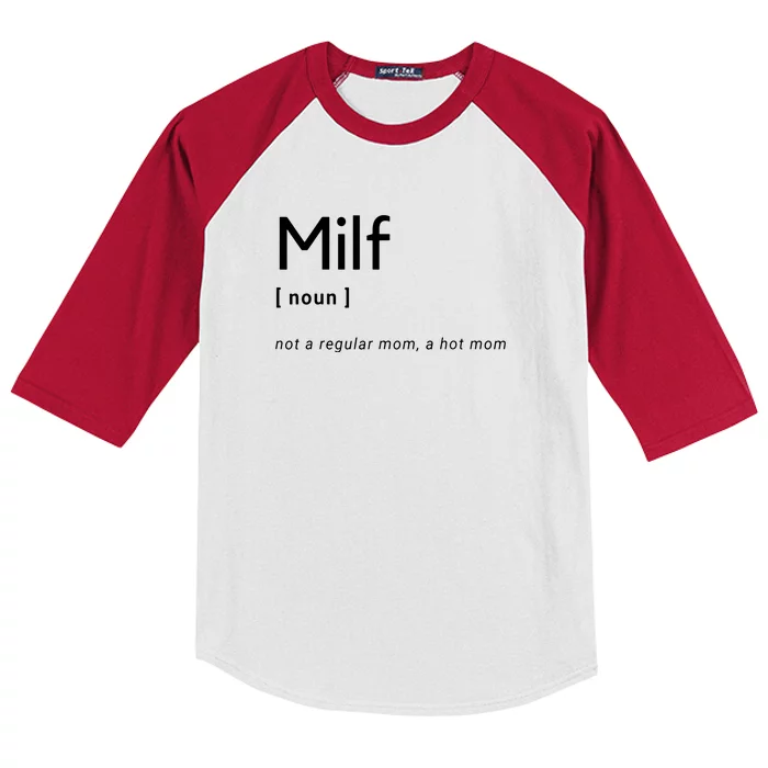 Milf Definition Fit Hot Mom Milf For Mother's Day Funny Kids Colorblock Raglan Jersey