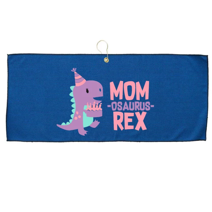 Mom Dinosaur Family Matching Birthday Girl Party Daughtrer Large Microfiber Waffle Golf Towel