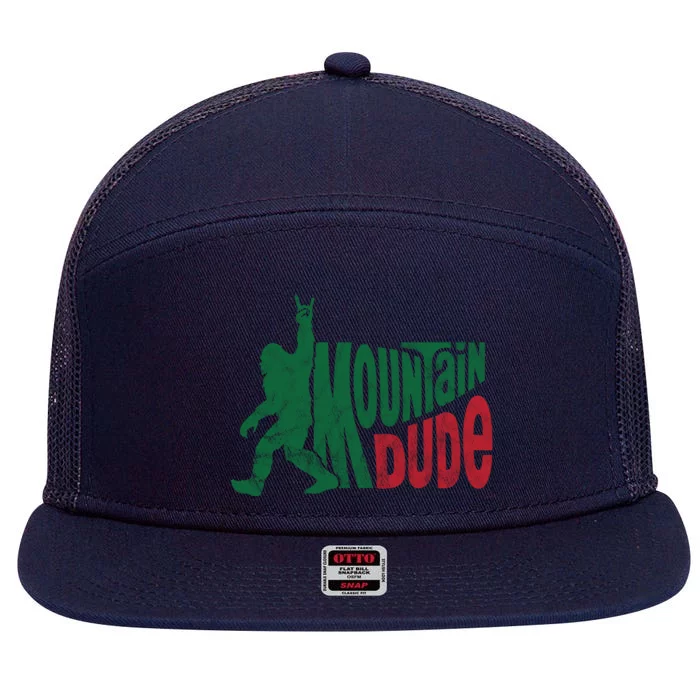 Mountain Dude Funny Bigfoot 7 Panel Mesh Trucker Snapback Hat