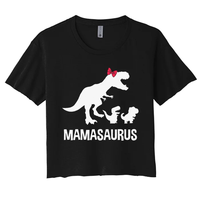 Mamasaurus Dinosaurus Family Funny Mother Gift Idea Women's Crop Top Tee