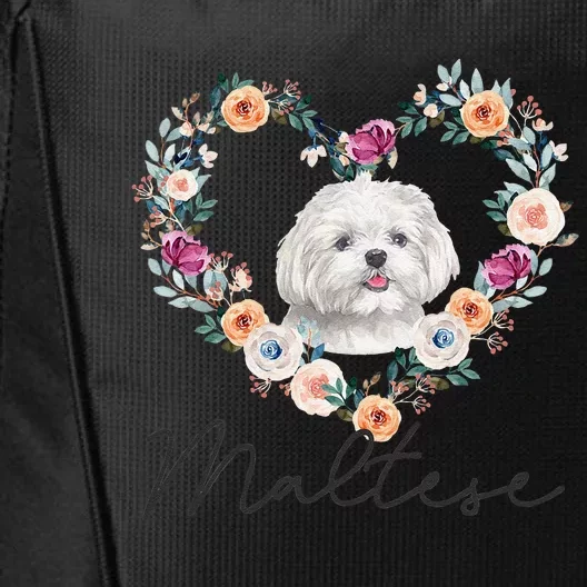 Maltese Dog Flower Heart Funny Mothers Day Gift City Backpack