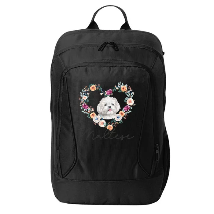 Maltese Dog Flower Heart Funny Mothers Day Gift City Backpack