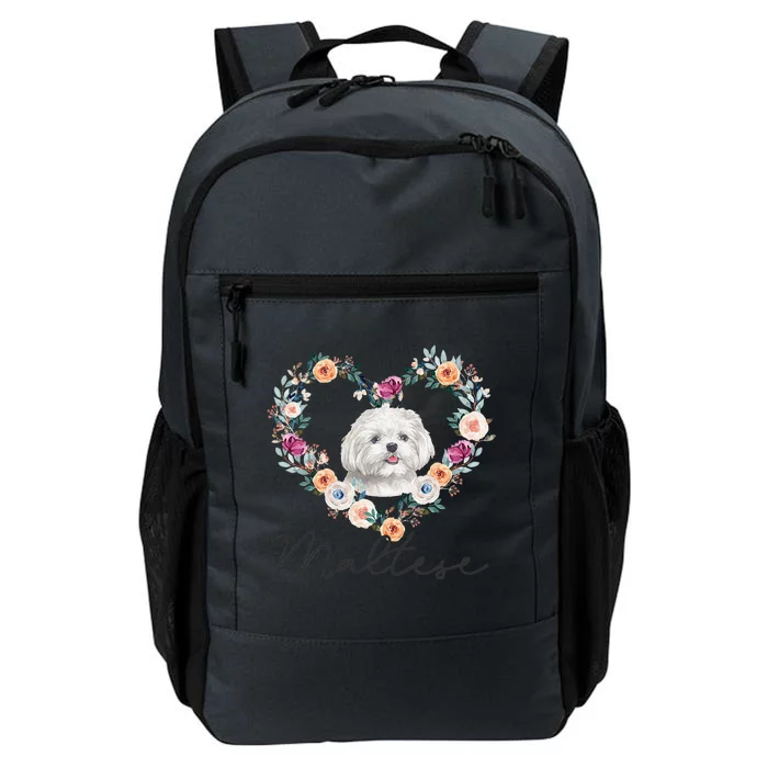 Maltese Dog Flower Heart Funny Mothers Day Gift Daily Commute Backpack