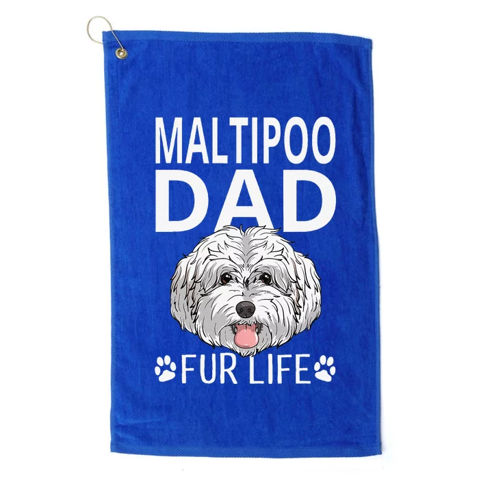 Maltipoo Dad Fur Life Dog Fathers Day Gift Pun Platinum Collection Golf Towel