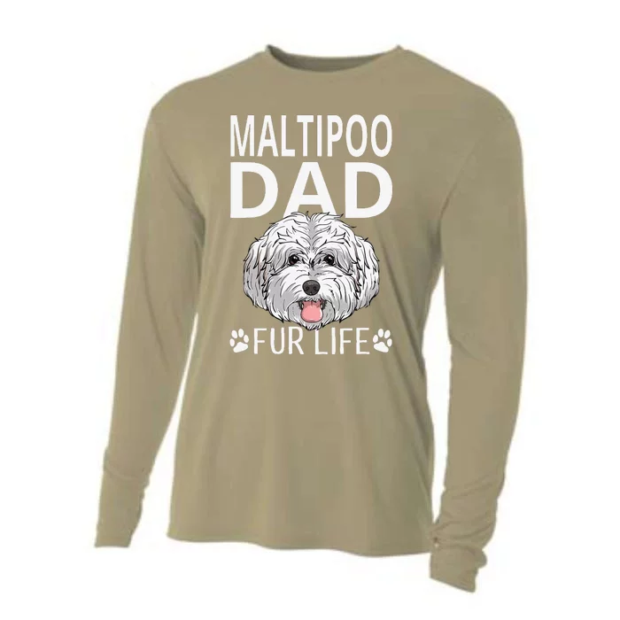 Maltipoo Dad Fur Life Dog Fathers Day Gift Pun Cooling Performance Long Sleeve Crew