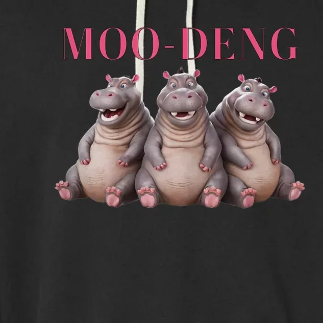 Moo Deng Funny Hippo Pygmy Hippopotamu Garment-Dyed Fleece Hoodie