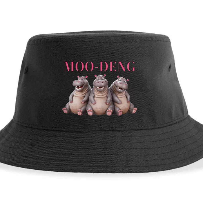 Moo Deng Funny Hippo Pygmy Hippopotamu Sustainable Bucket Hat