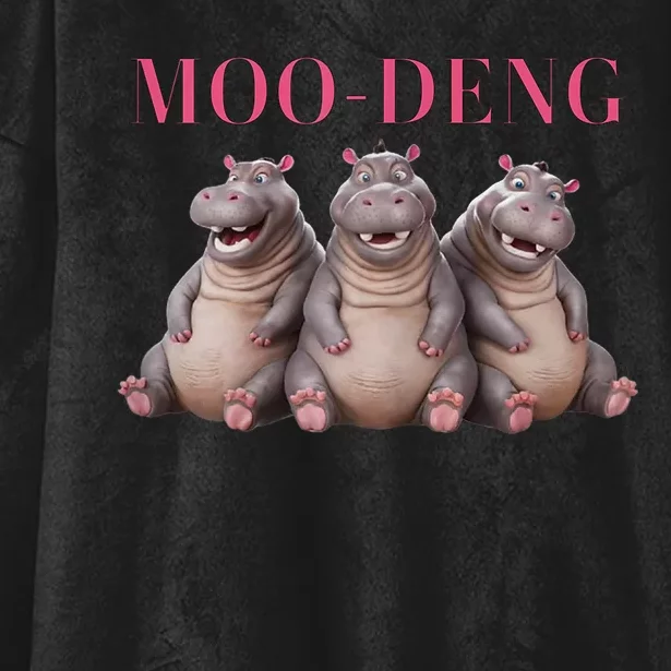 Moo Deng Funny Hippo Pygmy Hippopotamu Hooded Wearable Blanket