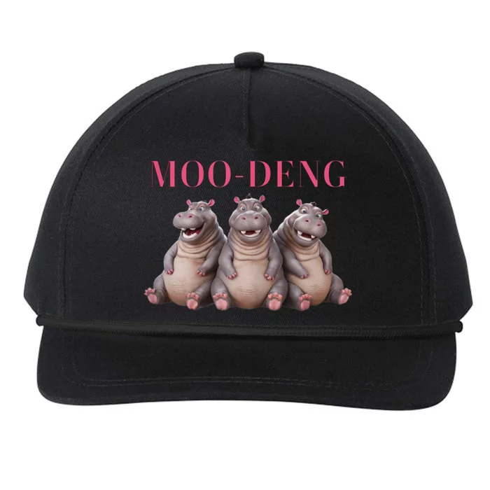 Moo Deng Funny Hippo Pygmy Hippopotamu Snapback Five-Panel Rope Hat