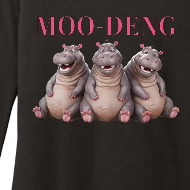 Moo Deng Funny Hippo Pygmy Hippopotamu Womens CVC Long Sleeve Shirt