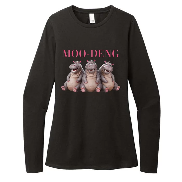 Moo Deng Funny Hippo Pygmy Hippopotamu Womens CVC Long Sleeve Shirt