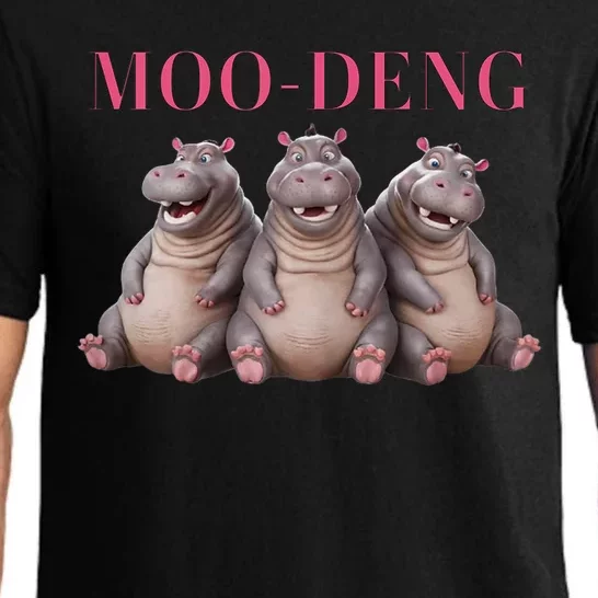 Moo Deng Funny Hippo Pygmy Hippopotamu Pajama Set