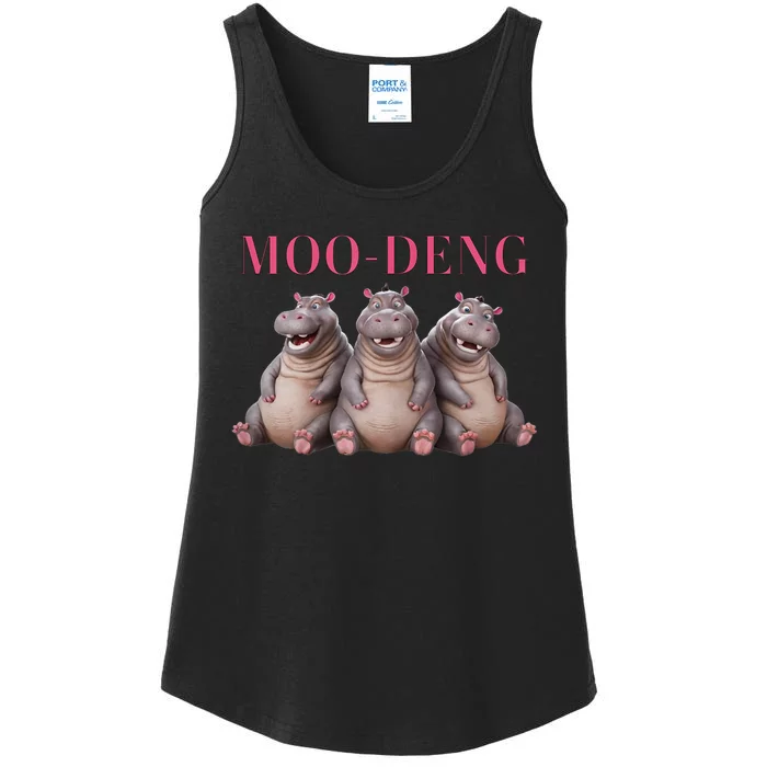 Moo Deng Funny Hippo Pygmy Hippopotamu Ladies Essential Tank