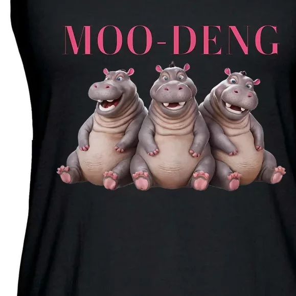 Moo Deng Funny Hippo Pygmy Hippopotamu Ladies Essential Flowy Tank