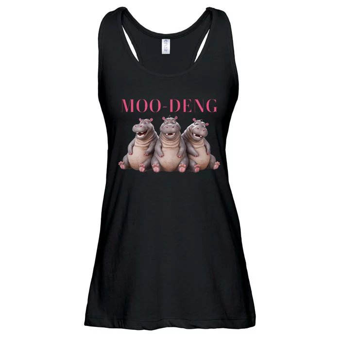 Moo Deng Funny Hippo Pygmy Hippopotamu Ladies Essential Flowy Tank