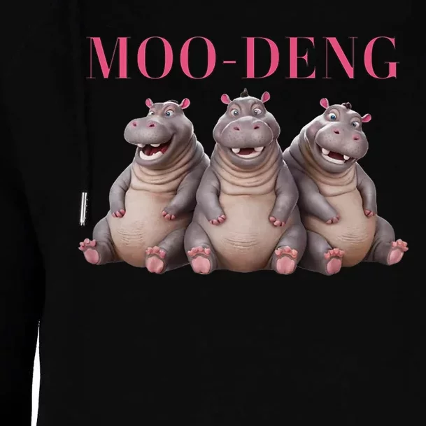 Moo Deng Funny Hippo Pygmy Hippopotamu Womens Funnel Neck Pullover Hood