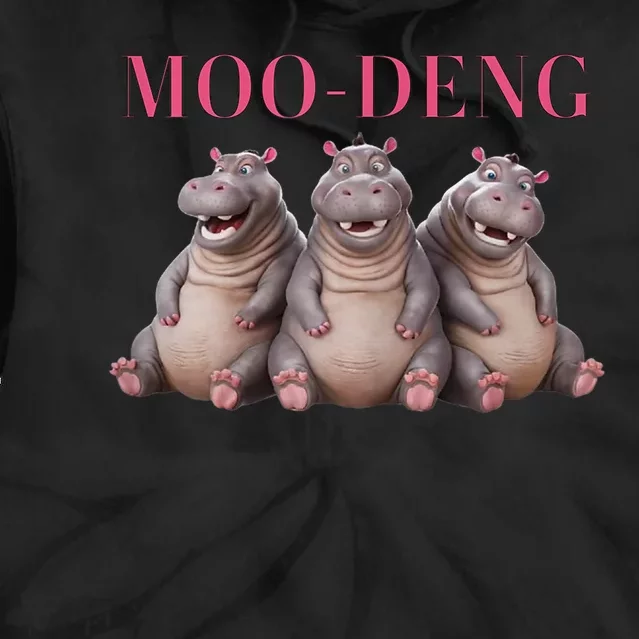 Moo Deng Funny Hippo Pygmy Hippopotamu Tie Dye Hoodie