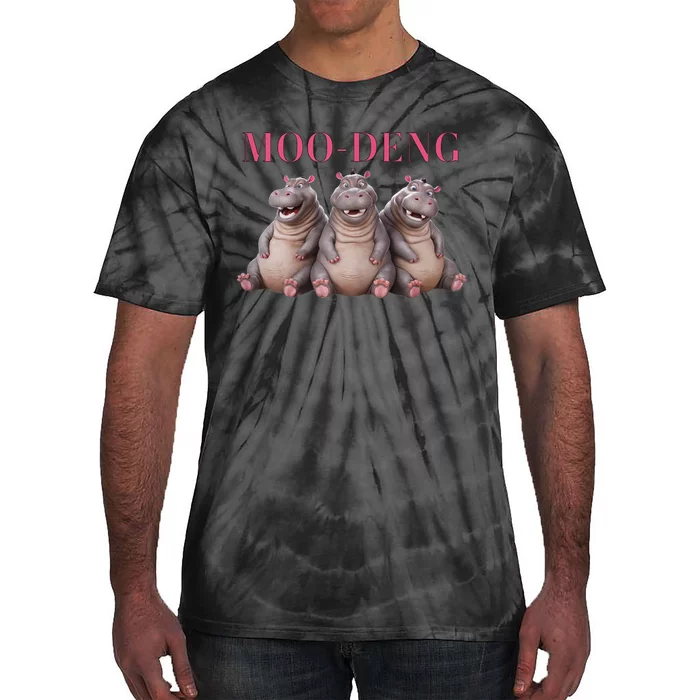 Moo Deng Funny Hippo Pygmy Hippopotamu Tie-Dye T-Shirt