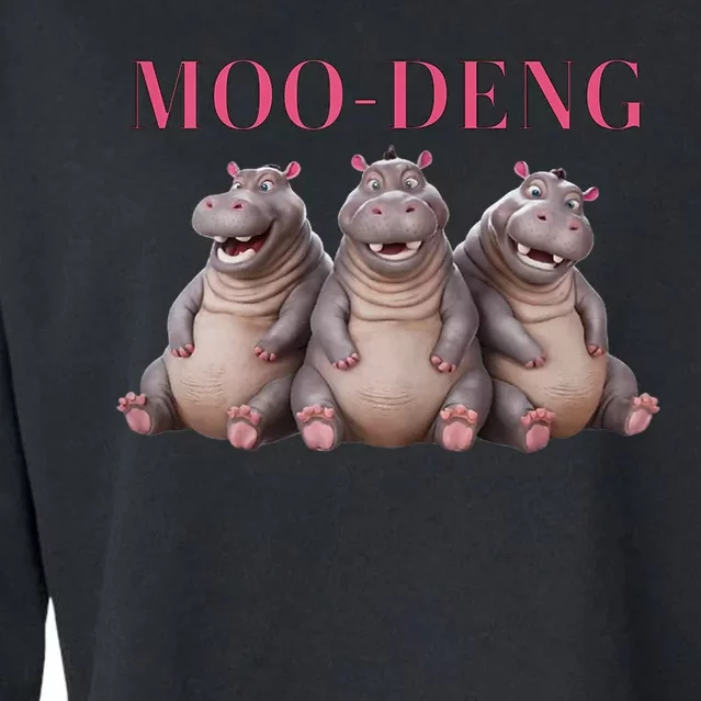 Moo Deng Funny Hippo Pygmy Hippopotamu Cropped Pullover Crew