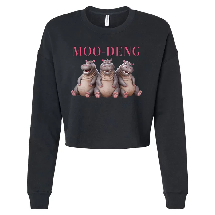 Moo Deng Funny Hippo Pygmy Hippopotamu Cropped Pullover Crew