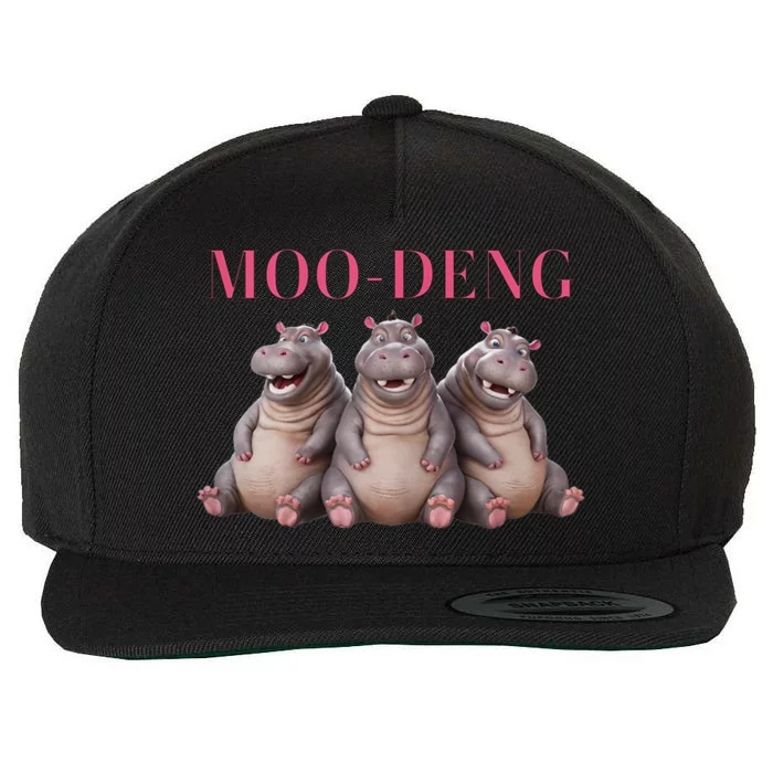 Moo Deng Funny Hippo Pygmy Hippopotamu Wool Snapback Cap