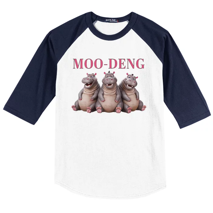 Moo Deng Funny Hippo Pygmy Hippopotamu Baseball Sleeve Shirt