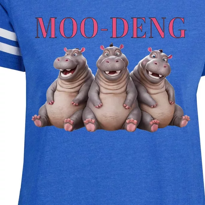 Moo Deng Funny Hippo Pygmy Hippopotamu Enza Ladies Jersey Football T-Shirt