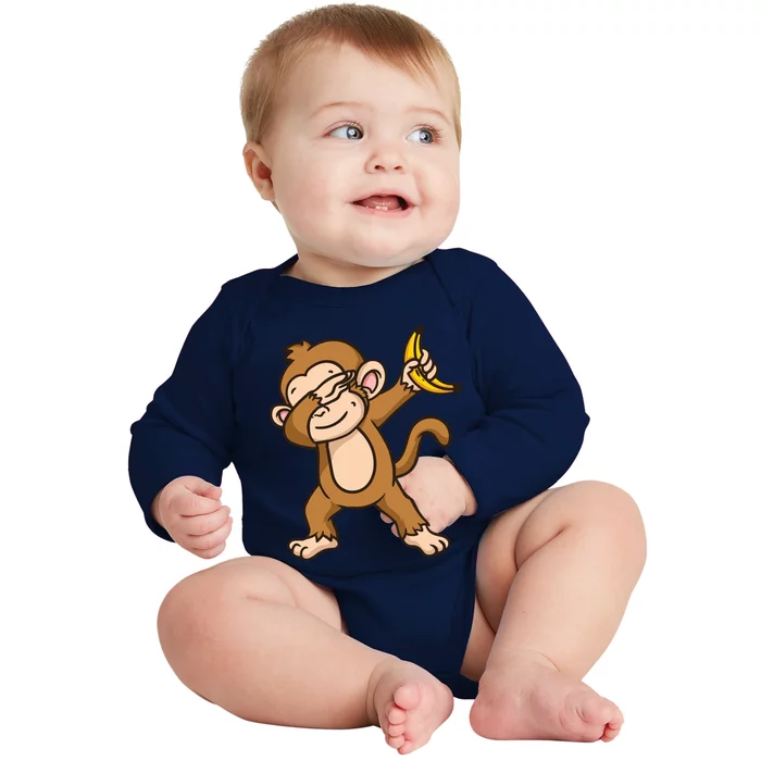 Monkey Dabbing Funny Baby Long Sleeve Bodysuit