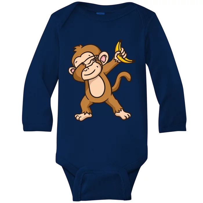 Monkey Dabbing Funny Baby Long Sleeve Bodysuit