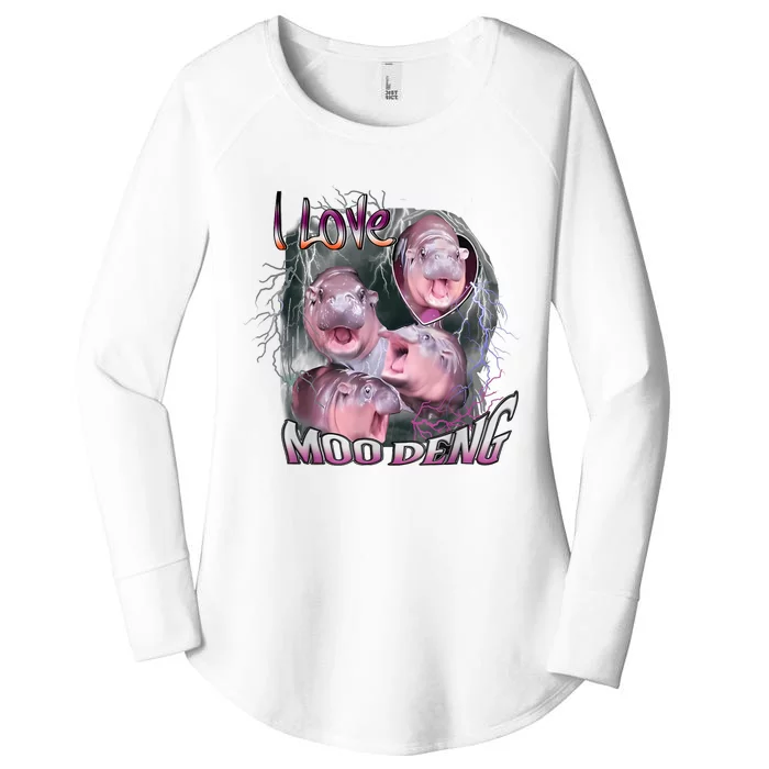 Moo Dang Funny Dwarf Baby Hippo In The Zoo Women's Perfect Tri Tunic Long Sleeve Shirt