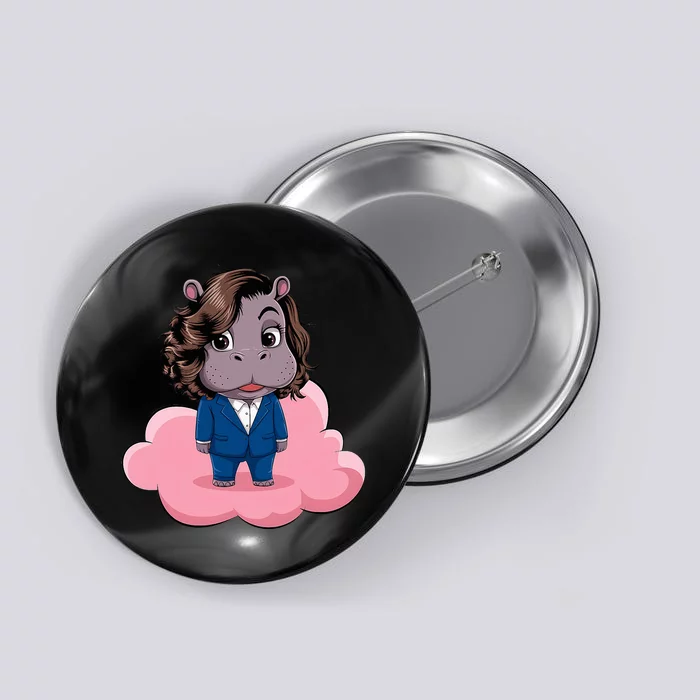 Moo Deng For Harris Kamala Harris Supporter Cute Funny Hippo Button