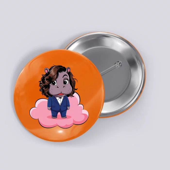 Moo Deng For Harris Kamala Harris Supporter Cute Funny Hippo Button