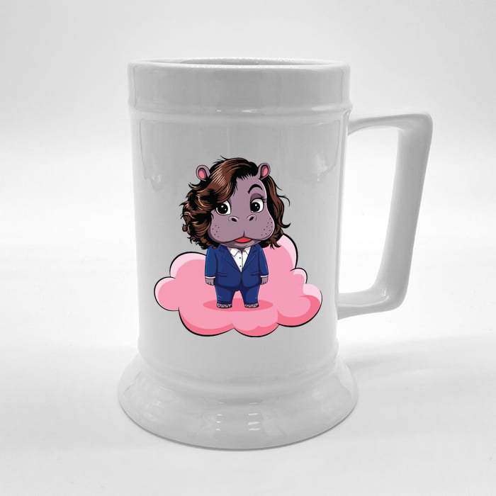 Moo Deng For Harris Kamala Harris Supporter Cute Funny Hippo Front & Back Beer Stein