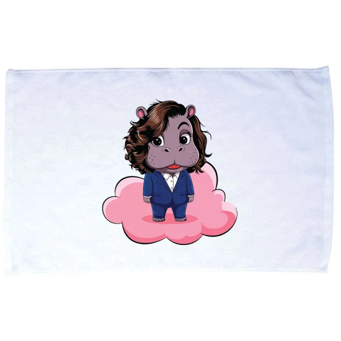 Moo Deng For Harris Kamala Harris Supporter Cute Funny Hippo Microfiber Hand Towel