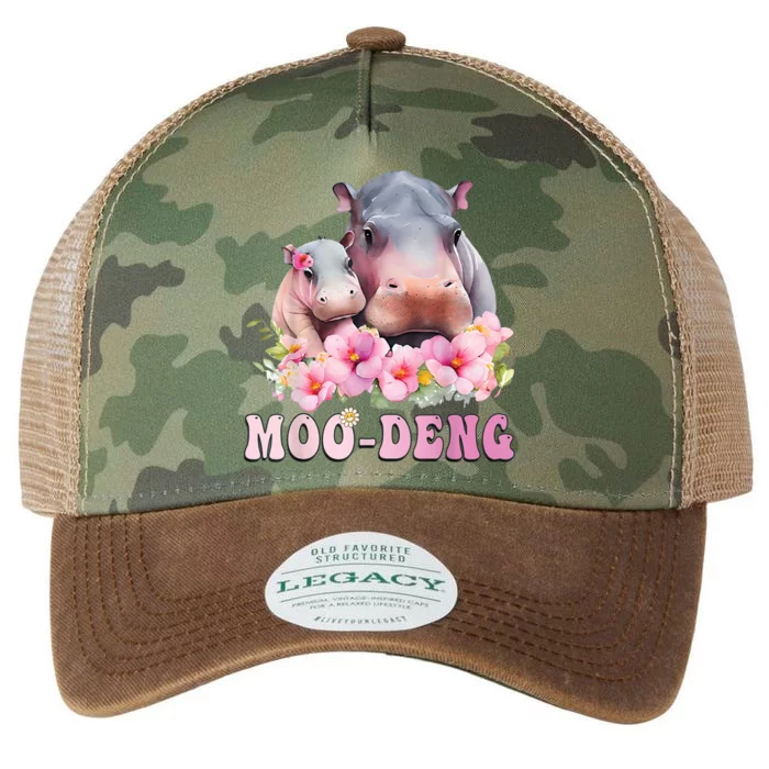 Moo Deng Floral Flower Pygmy Hippopotamus Legacy Tie Dye Trucker Hat