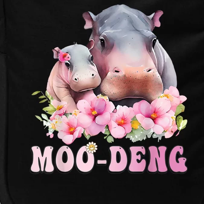 Moo Deng Floral Flower Pygmy Hippopotamus Impact Tech Backpack