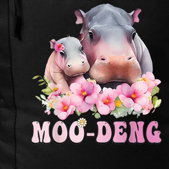 Moo Deng Floral Flower Pygmy Hippopotamus Daily Commute Backpack