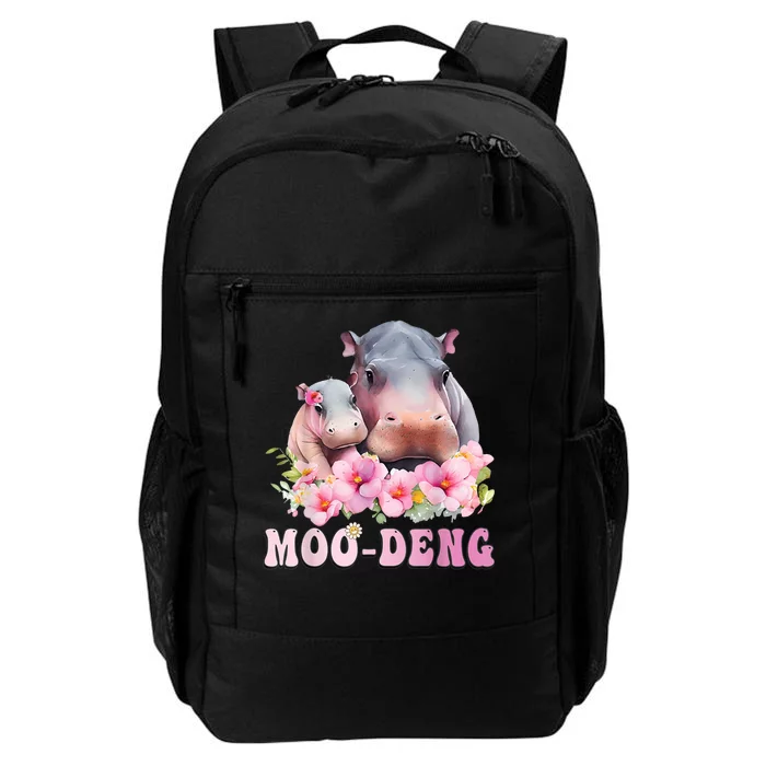 Moo Deng Floral Flower Pygmy Hippopotamus Daily Commute Backpack