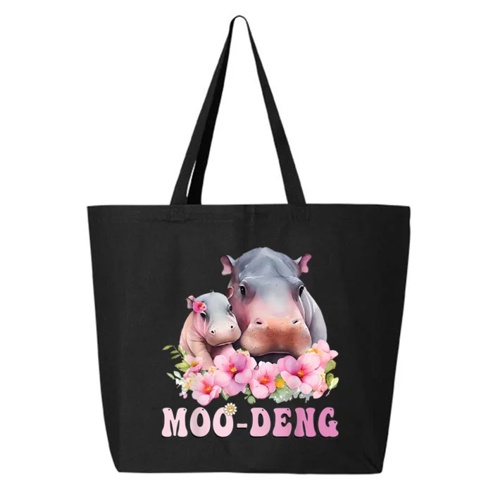 Moo Deng Floral Flower Pygmy Hippopotamus 25L Jumbo Tote