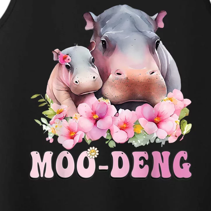 Moo Deng Floral Flower Pygmy Hippopotamus Performance Tank