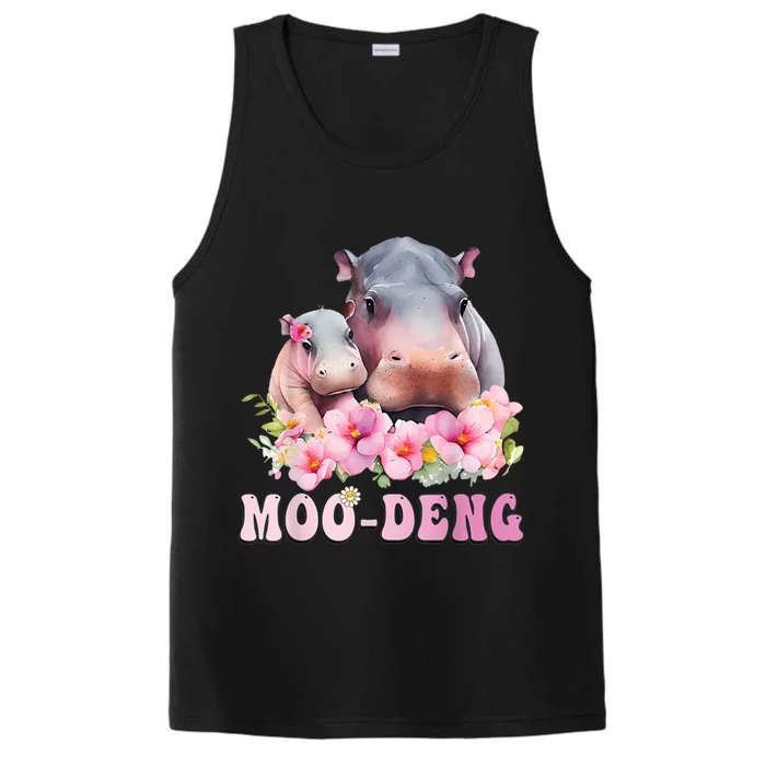 Moo Deng Floral Flower Pygmy Hippopotamus Performance Tank