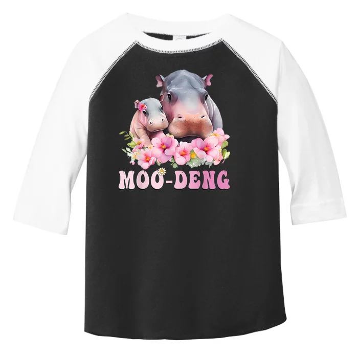 Moo Deng Floral Flower Pygmy Hippopotamus Toddler Fine Jersey T-Shirt