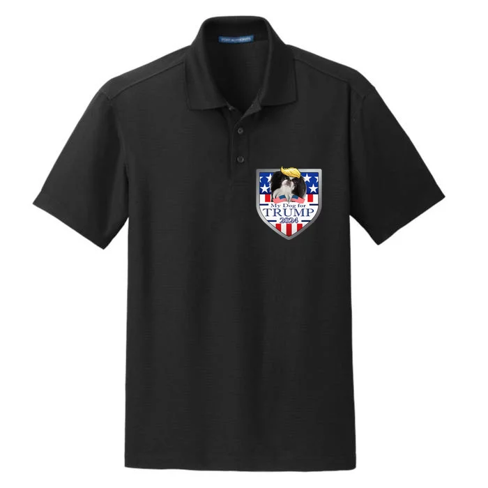 My Dog For Trump 2024 Japanese Chin Dry Zone Grid Performance Polo