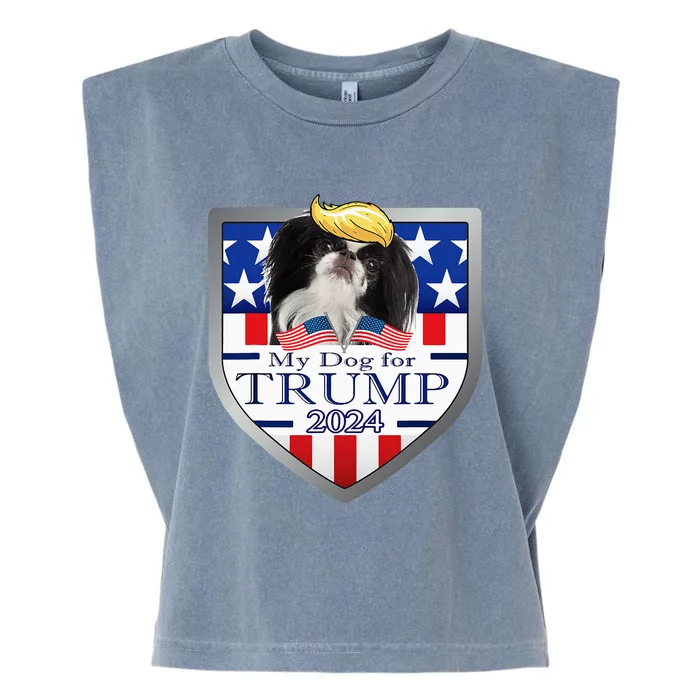 My Dog For Trump 2024 Japanese Chin Garment-Dyed Women's Muscle Tee